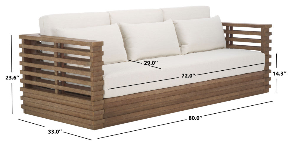 Safavieh Couture Indoor-Outdoor Tortuga Patio Sofa, Natural/White