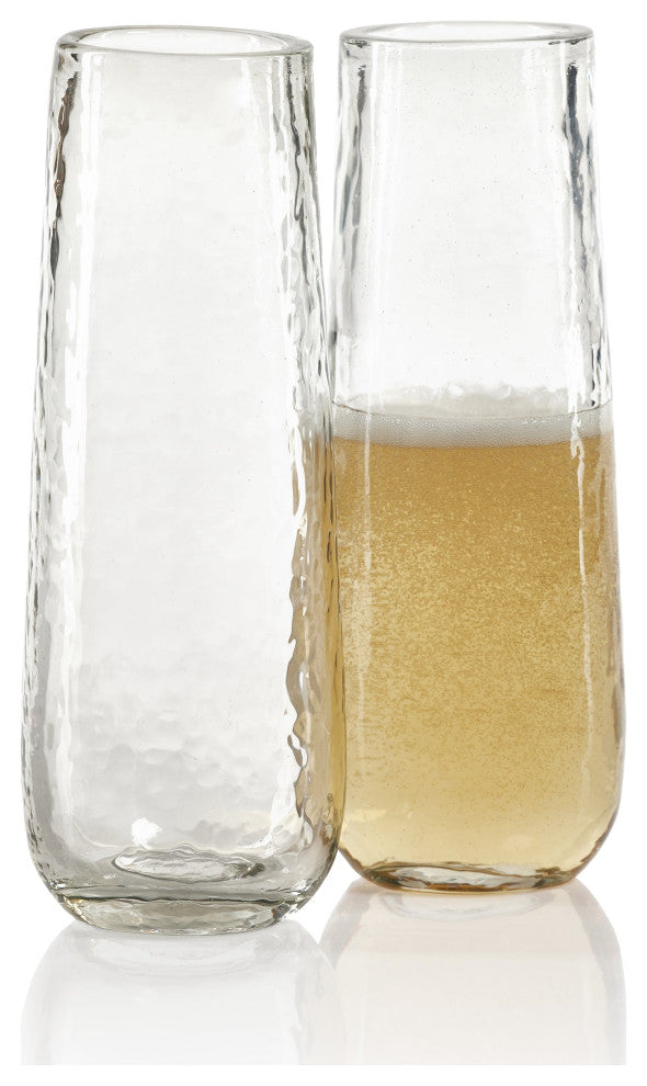 Kaz Hammered Stemless Champagne Flutes, Set of 4