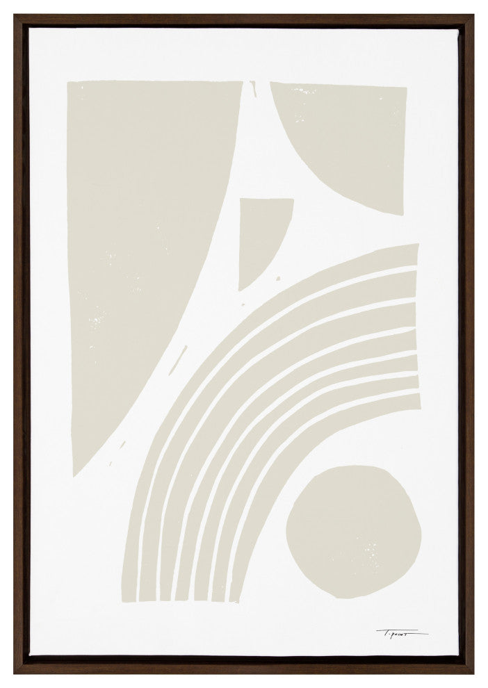 Sylvie Reflecting Shapes Neutral Framed Canvas by Statement Goods, Brown 23x33