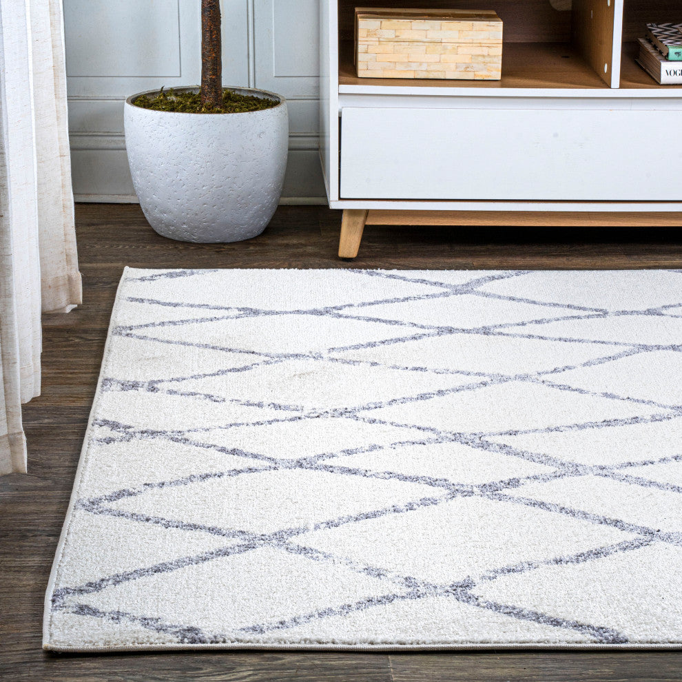 Illi Moroccan Diamond Trellis Ivory/Gray 4'x6' Area Rug