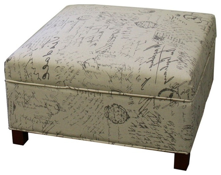 Postcard Print Square Ottoman