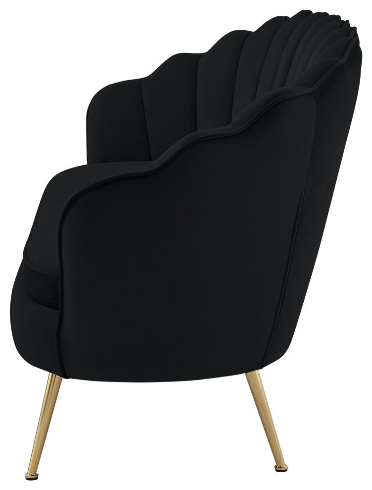 Nicole Miller Carmello Upholstered Loveseat, Velvet, Black