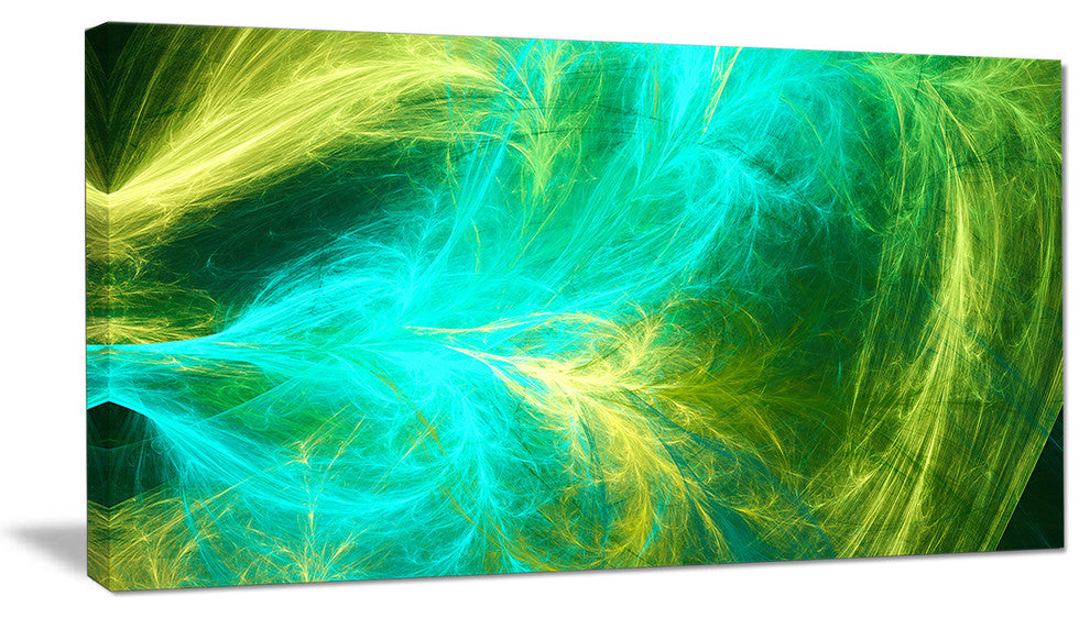 Green Mystic Psychedelic Design, Abstract Art on Canvas, 32x16