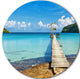 Old Wooden Pier In Sea, Seascape Photo Round Wall Art, 38"