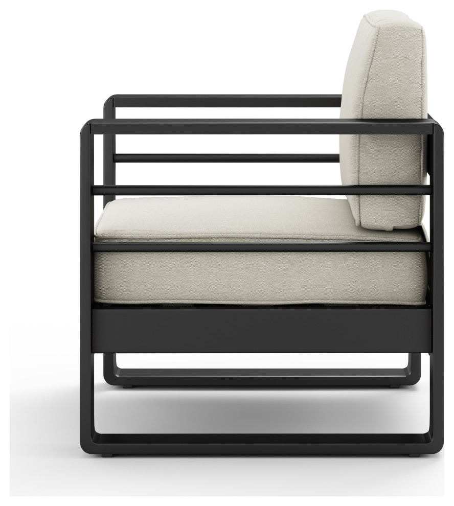 Gadd Aluminum 4-Piece Outdoor Chat Set With Cushions, Black/Beige