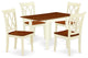 Dining Set 5 Pcs- 4 Wood Chairs, Table, Buttermilk Finish Hardwood Structure.