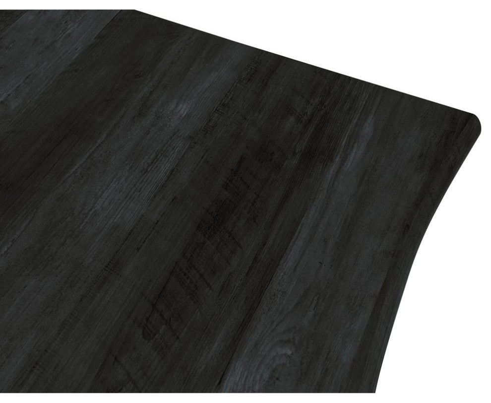 LeisureMod RTM63BL Ravenna Rectangular Wood 63" Ebony Metal Legs Dining Table