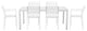 Benzara BM287839 Outdoor Dining Table, Chairs Set, White, Plank Seat and Backs