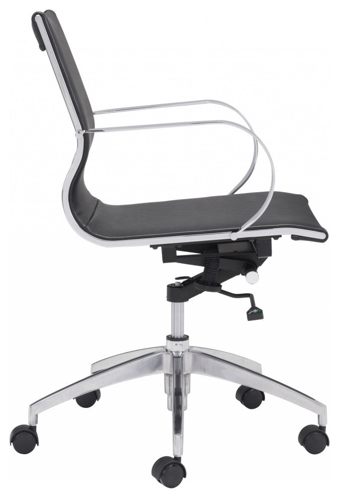 Black Ergonomic Conference Room Low Back Rolling Office Chair