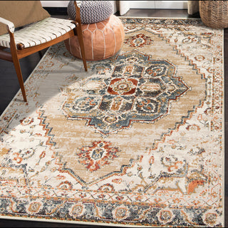 Athinai Marmet Gold Medallion Area Rug, 7'9"x9'9"