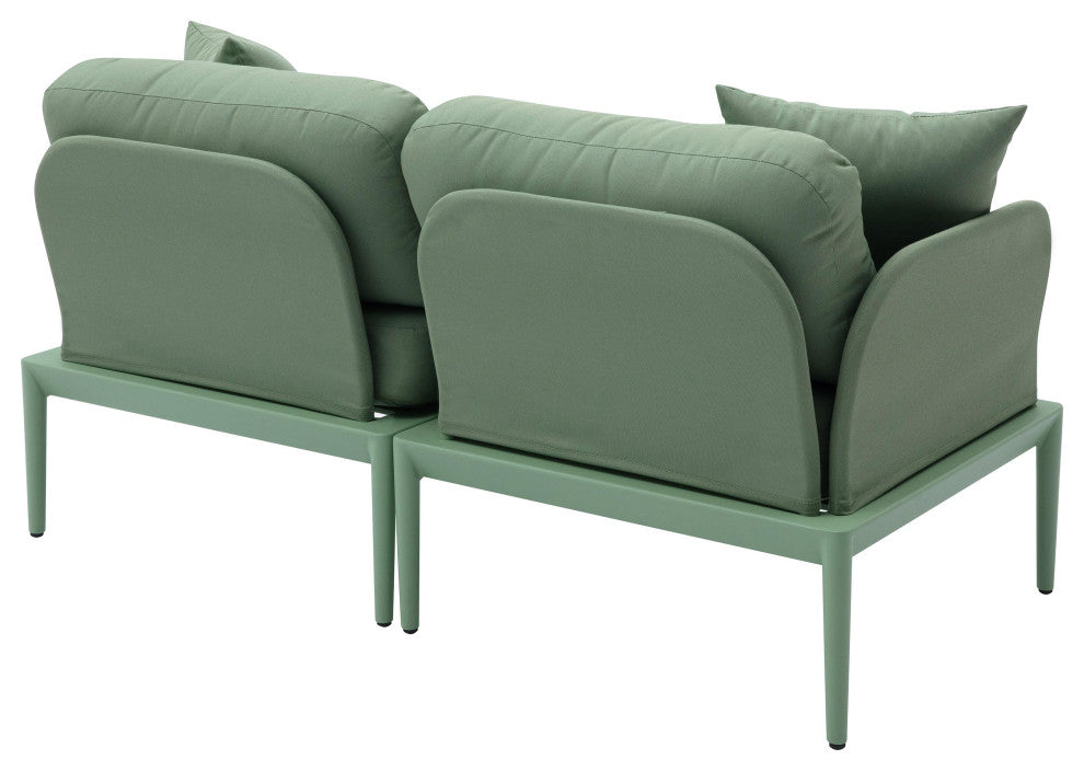 Kapri Taupe Modular Outdoor Loveseat, Moss Green