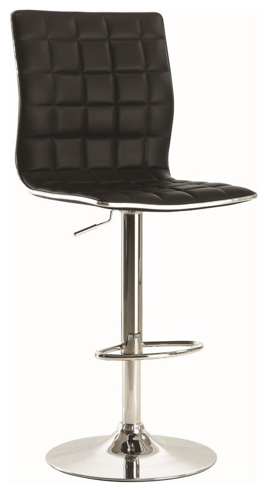 Adjustable Waffle Bar Stools With Footrest, Set of 2, Black