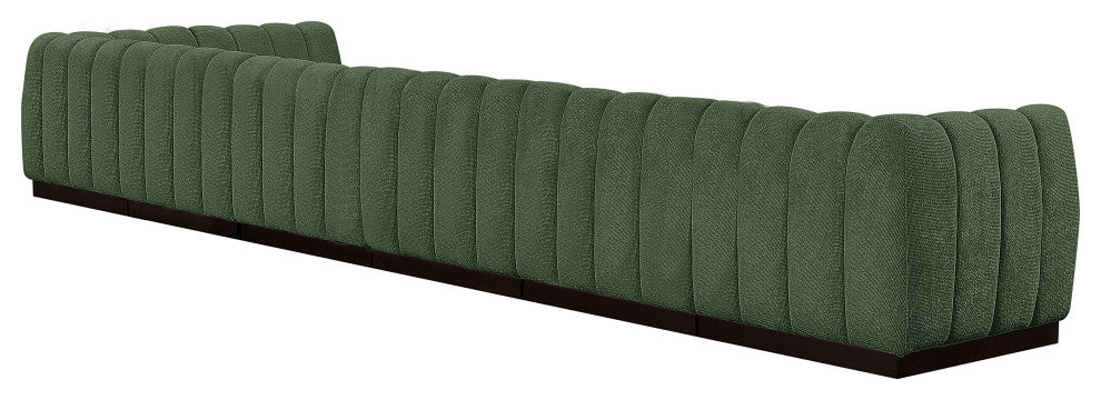 Quinn Chenille Upholstered 7-Piece L-Shaped Modular Sectional, Green