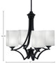 Zilo Uplight, 4 Light, Chandelier, Matte Black Finish With 4" White Muslin Glass
