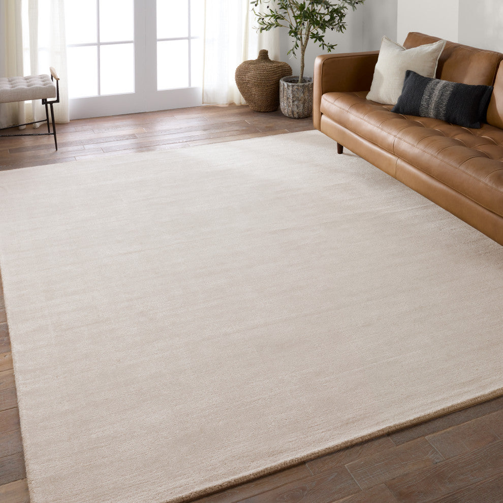 Jaipur Living Arcus FTR01 Handmade Solid Cream Area Rug, 10'x14'