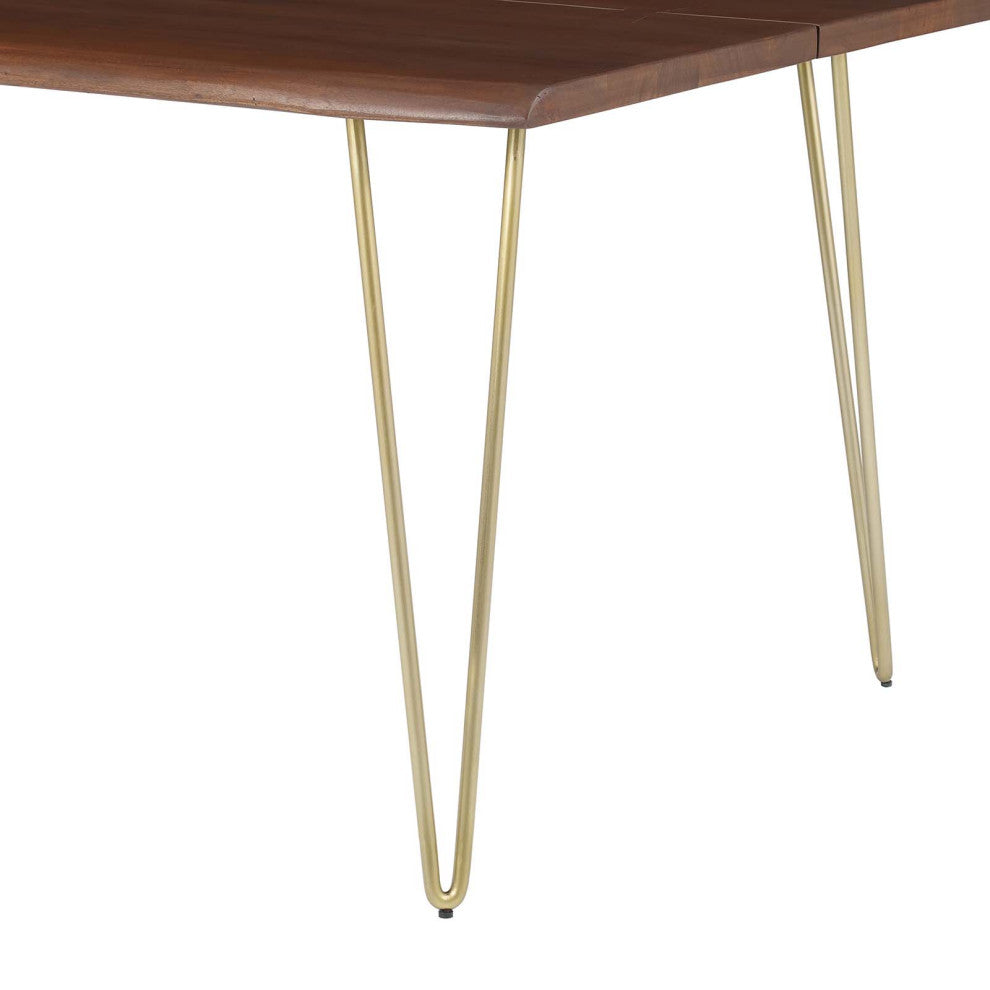 Ardor 74" Live Edge Acacia Wood Dining Table, Gold Walnut