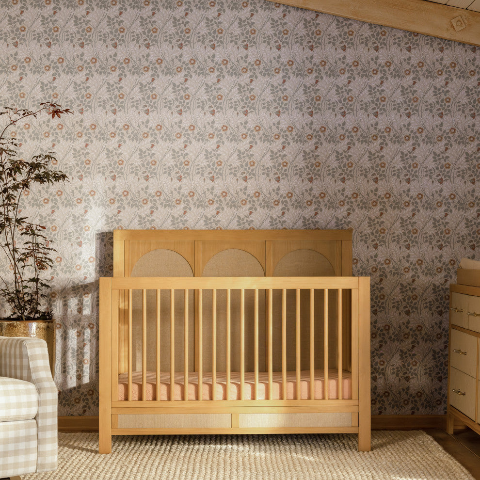 Eloise 4-in-1 Convertible Crib, Honey and Performance Sand Eco-Weave