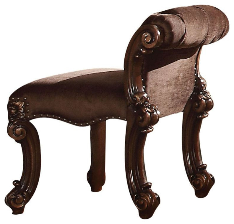 Acme Vendome Vanity Stool Fabric and Cherry