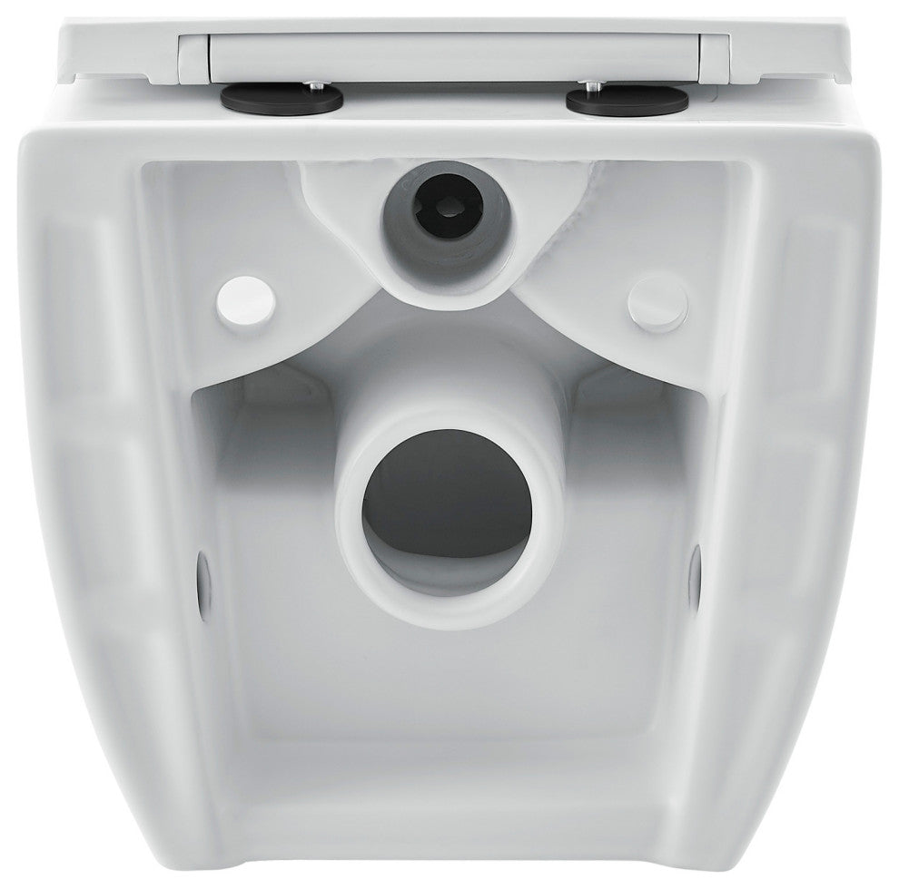 Ivy Wall Hung Elongated Toilet Bowl 0.8/1.28 GPF Dual Flush, Black Hardware