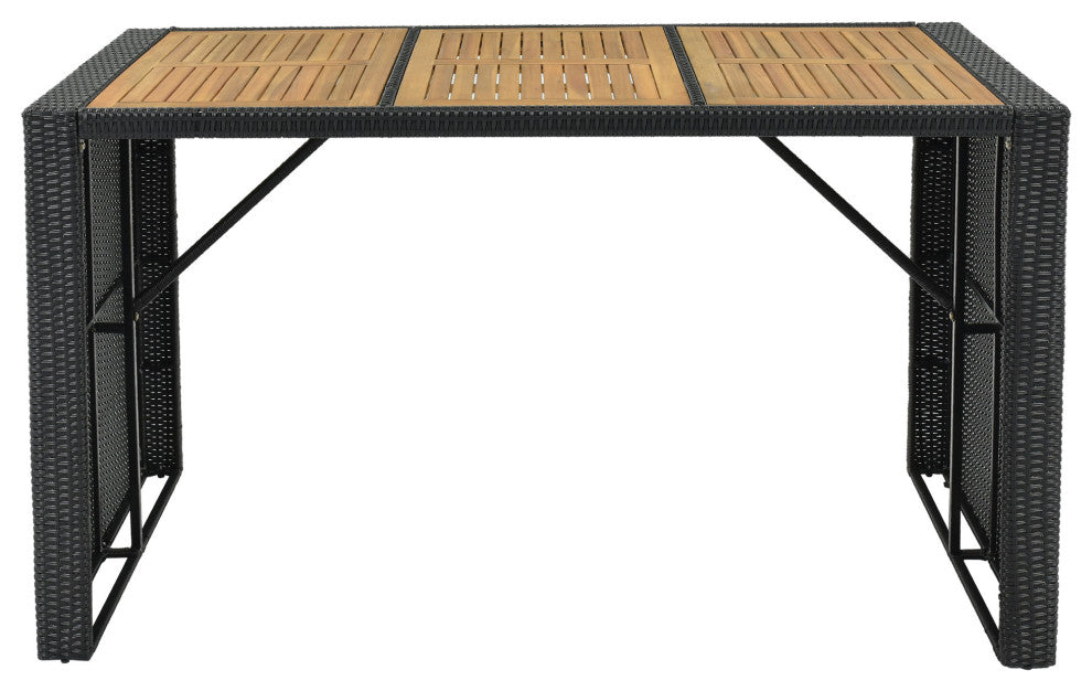 7 Pieces Outdoor Patio Bar Furniture Rattan Dining Table Set With Dining Chairs