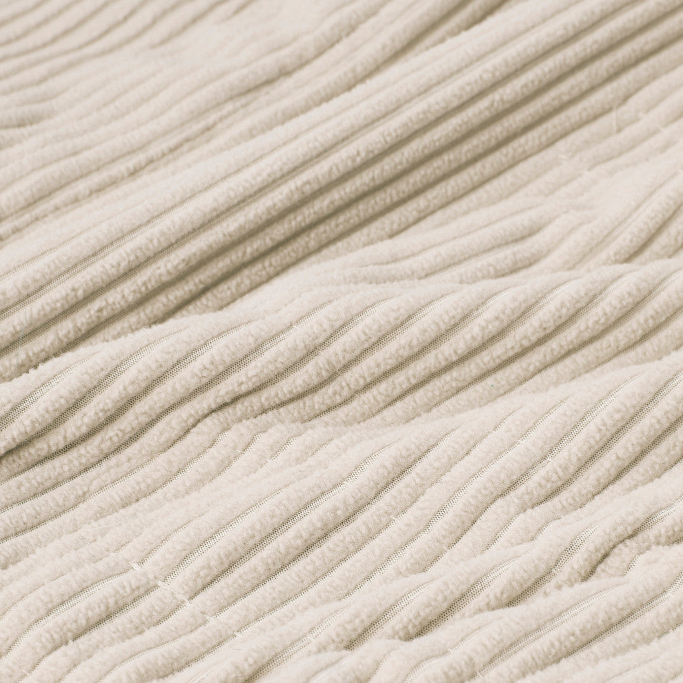 Beautyrest Knitted Micro Fleece Solid Textured Heated Blanket, Beige, Queen