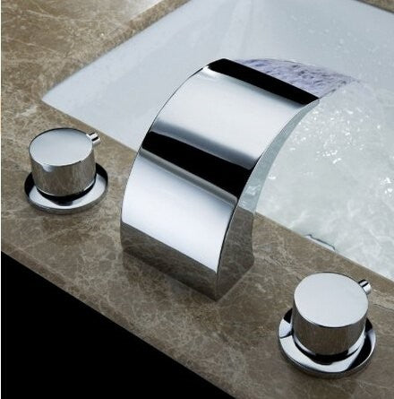 Fernie Deck Mounted LED Water Fall Bathroom Sink Faucet