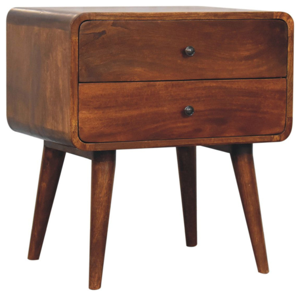 Large Curved Chestnut Bedside