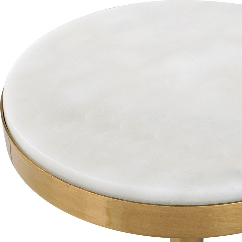 Uttermost Edifice Marble Drink Table 25177, White