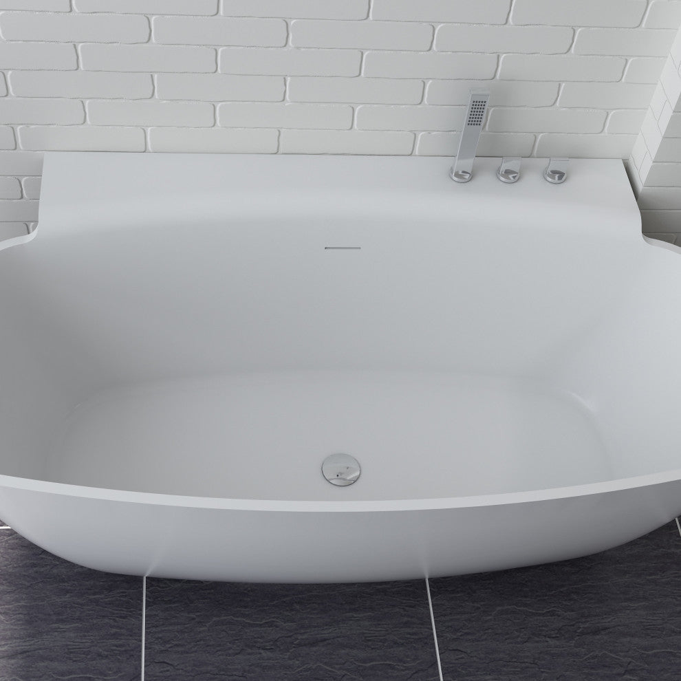 ADM Round Freestanding Bathtub, Matte White, 62.2"