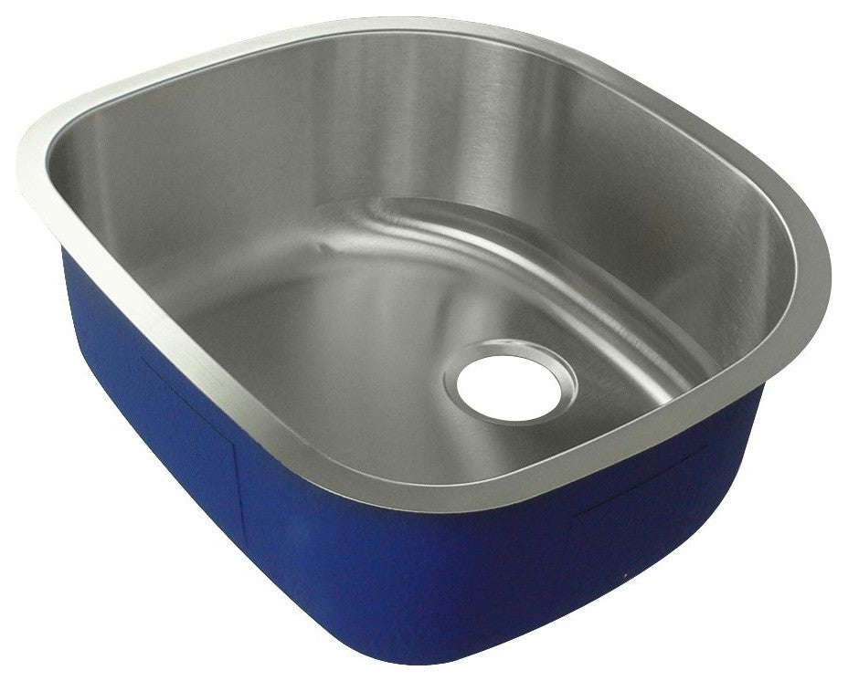 Transolid Meridian 23 5/8"x21"x9" D-Shape Single Undermount SS Kitchen Sink