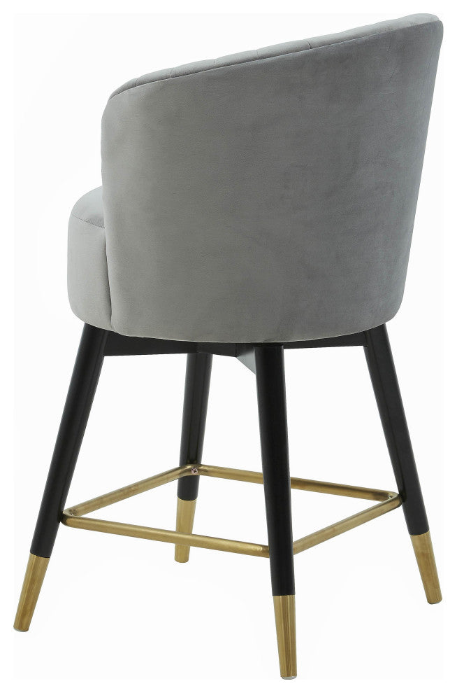 Liana Gray Velvet Swivel Stool