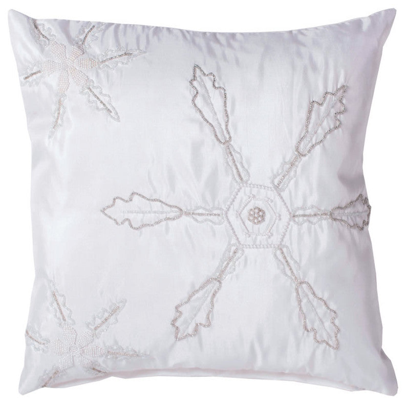 Vickerman Beaded Snowflakes, 18" X 18", Pillow