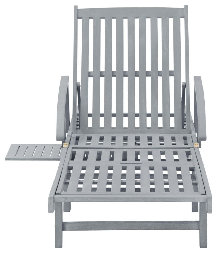 vidaXL Solid Acacia Wood Patio Sun Lounger with Cushion Sunbed Terrace Seat