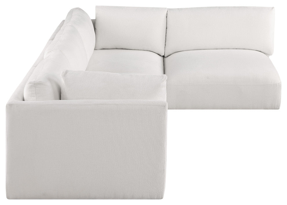Ease Fabric Upholstered L-Shaped Modular Sectional, Cream, 4 Piece: 2 Corner, 2 Armless