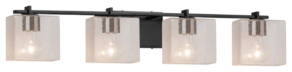 Era 4-Light Bath Bar, Rectangle Shade, Matte Black, Seeded, LED