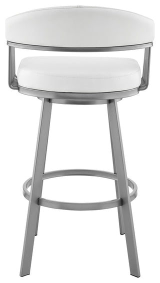 Bronson 25" Counter Height Swivel Bar Stool in Silver Finish