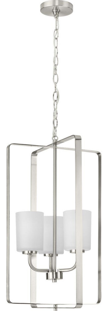 League Collection 3-Light Modern Farmhouse Foyer Chandelier, Brushed Nickel