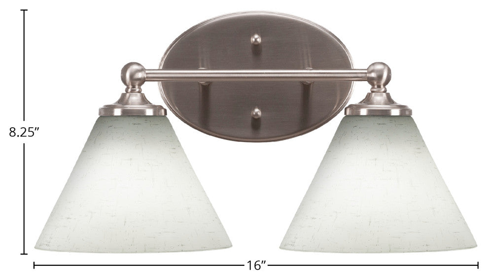 Capri 2-Light Bath Bar, Brushed Nickel/White Muslin