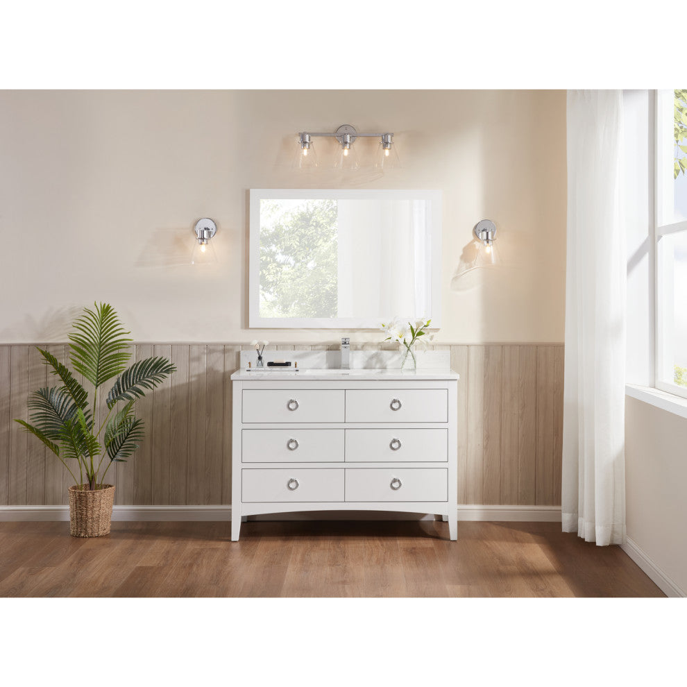 Legion Furniture WS2518 Series Bathroom Sink Vanity, White, 48", Artificial Stone Top, Single Sink