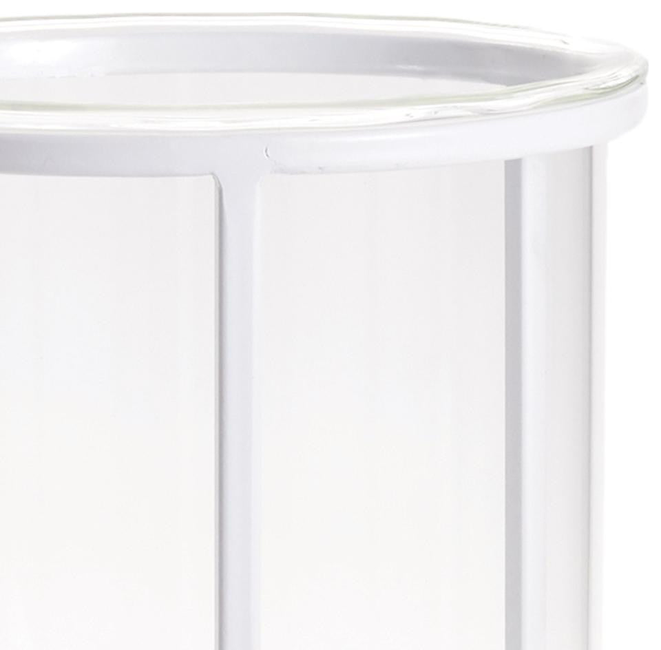 Minimalist Round White Metal Floating Vase Suspended Glass Tube Mid Century