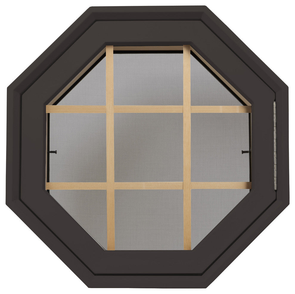 Rambler Breeze 4 Season Poly Window, Grille, Hinged Right, Bronze, Clear Glass