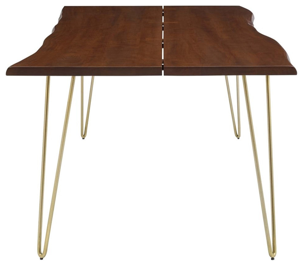 Ardor 96" Live Edge Acacia Wood Dining Table, Gold Walnut