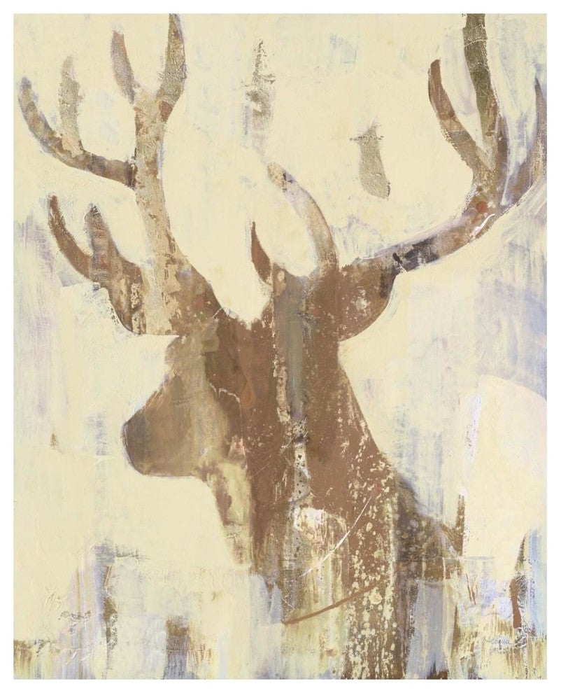 "Golden Antlers II Neutral Grey" Digital Paper Print by Albena Hristova, 30"x37"