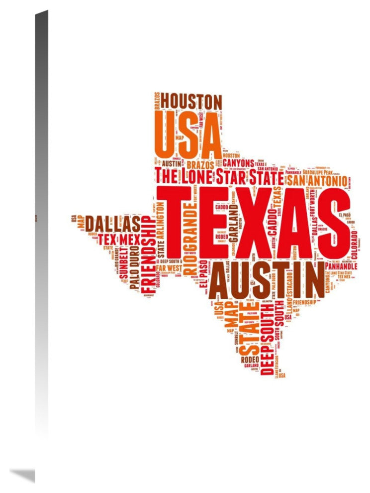 "Texas Word Cloud Map" Fine Art Print