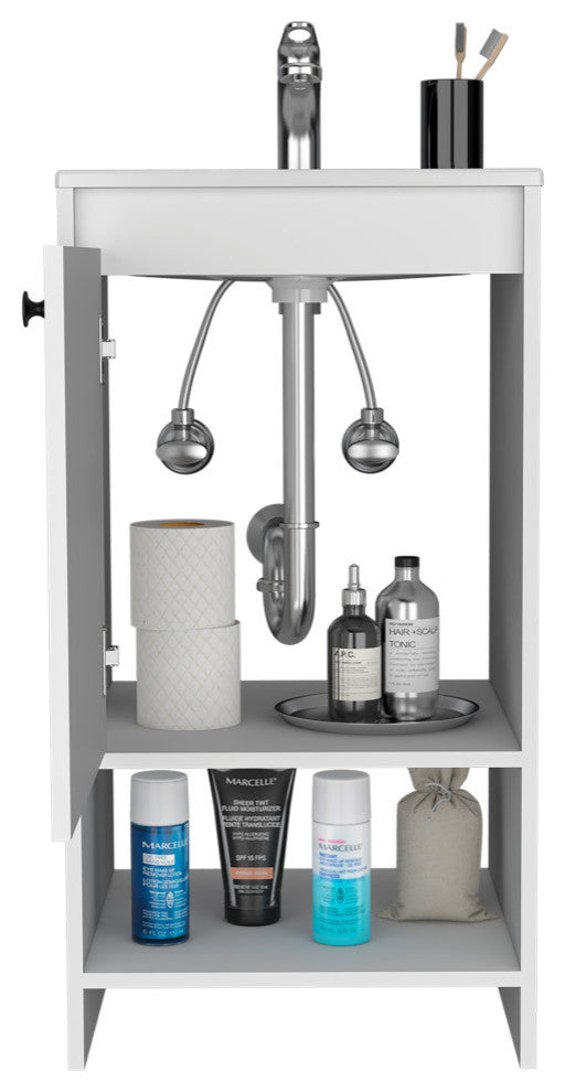 Chariot Free Standing Vanity Cabinet with Open shelf, White