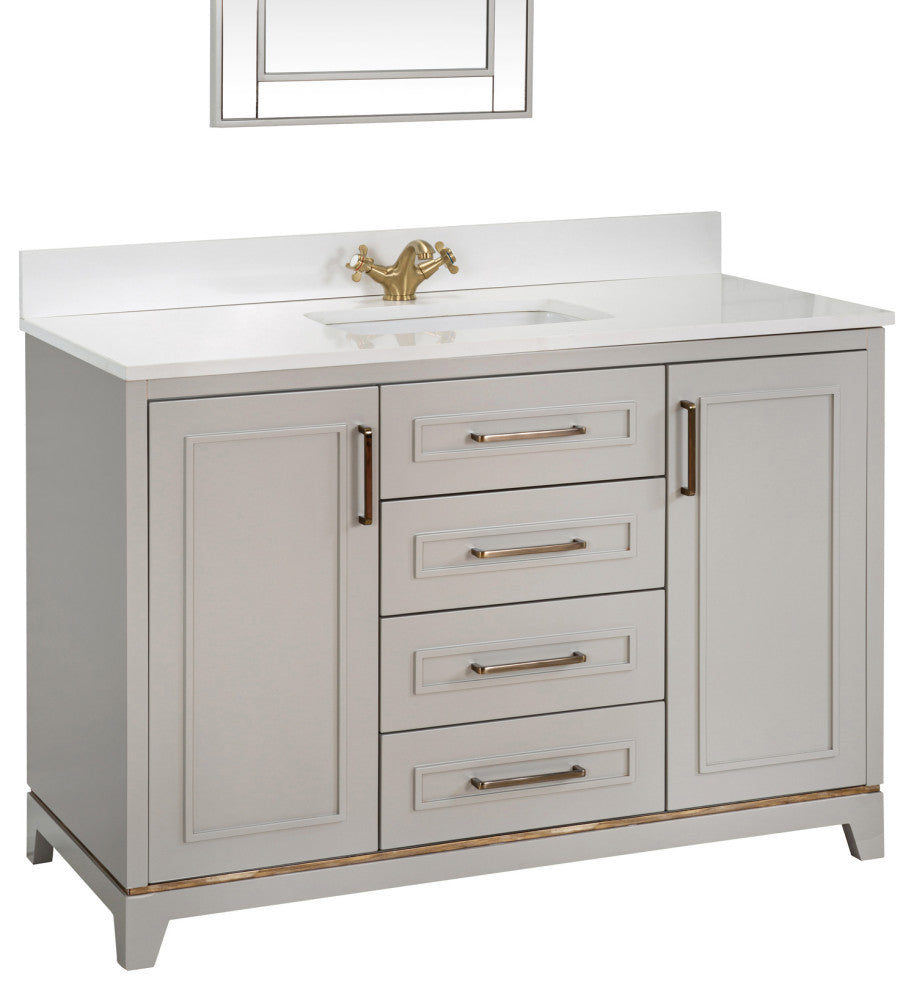 Albia Collection 48" Bathroom Vanity With Sink, Mirror, Countertop, Gray