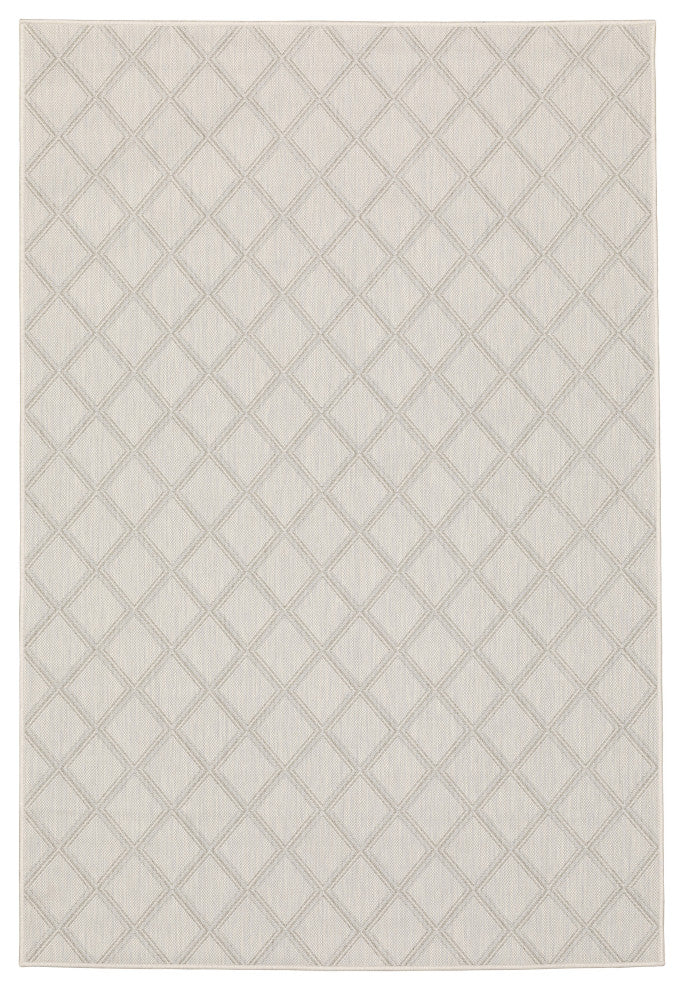 Parlan Geometric Lattice Indoor-Outdoor Area Rug, Ivory, 3'3"x5'