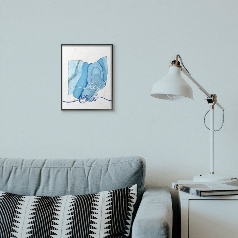 Stupell Industries Ohio Agate Blue US State Design, 11 x 14