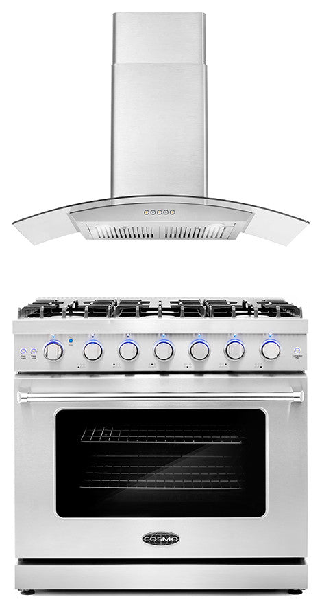 2-Piece Kitchen, 36" Gas Range and 36" Wall Mount Range Hood
