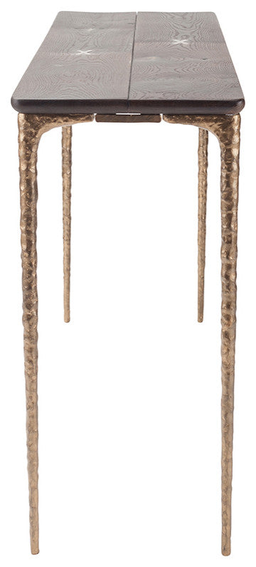 Kulu Seared Oak Console Table, Bronze